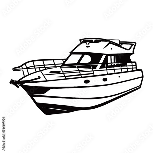 silhouette photo of speedboat with white background