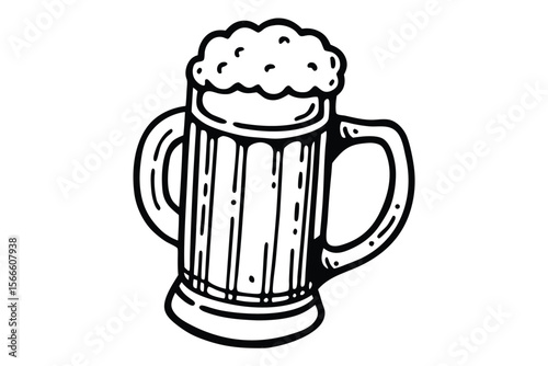 A cold, frothy mug of beer, a classic pub drink, perfect for any festive design