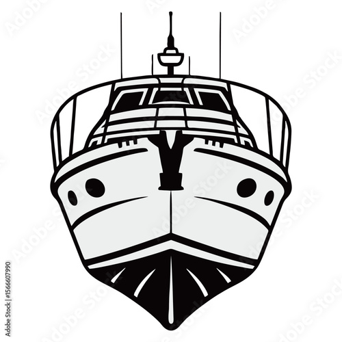 silhouette photo of speedboat with white background