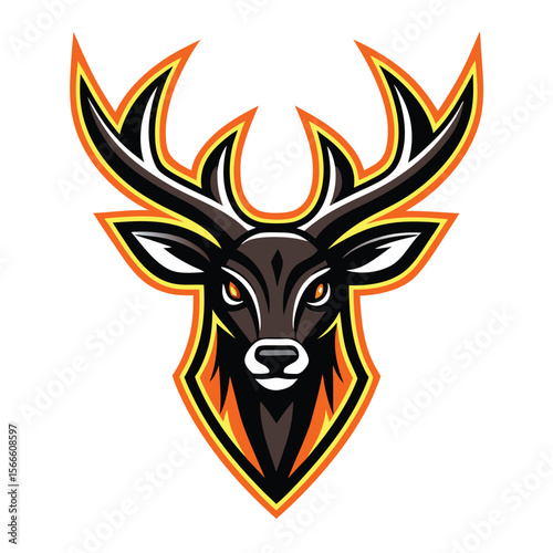 Fiery Deer Mascot Logo