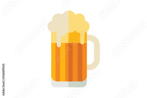 Ice-cold beer in a glass mug with frothy foam, perfect for a pub celebration or Oktoberfest party, a vibrant vector icon illustrating the golden lager beverage
