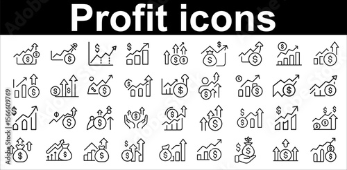 Financial growth upward trend icons finance profit