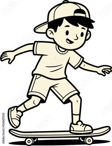 Young Boy Skateboarding Fun, Action, and Childhood Adventures on Wheels