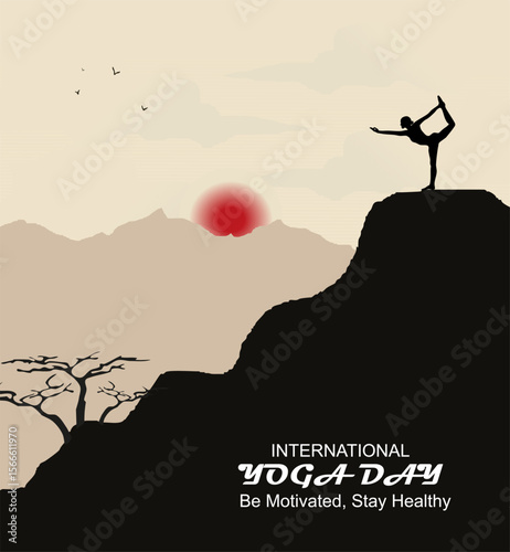 Hari Yoga Internasional. Kesehatan dan kecantikan. Wanita berlatih yoga. Desain ilustrasi vektor