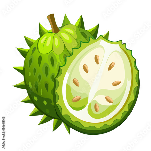 Soursop Fruit Vector PNG - Realistic Tropical Fresh Fruit Illustration