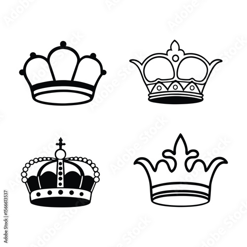 crown collection silhouette set isolated on white background