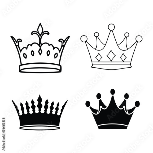 crown collection silhouette set isolated on white background