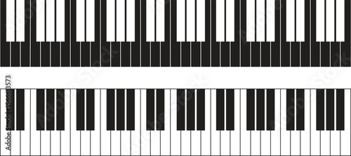 Piano keyboard seamless set. Top view. Realistic detailed pianos keys. Simple beautiful design. Musical background. Music instrument. Flat style vector illustration.