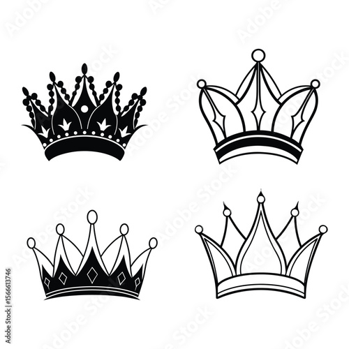crown collection silhouette set isolated on white background