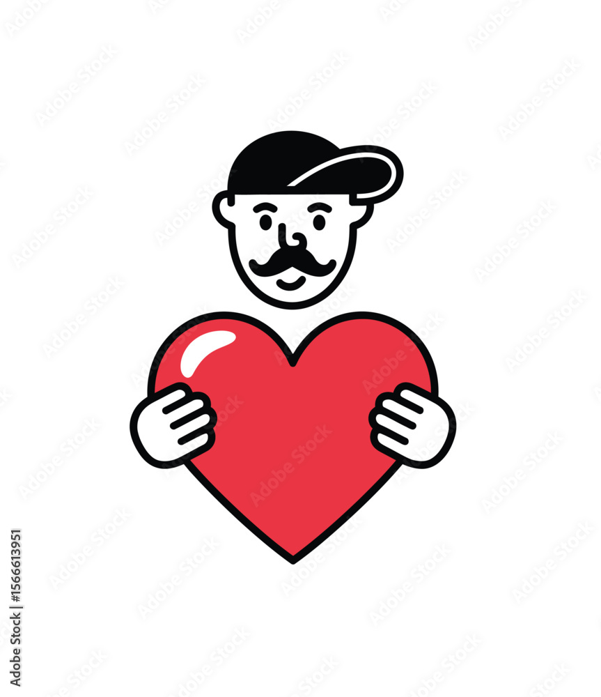 Loving man symbol icon vector in black and red color with white background. Loving man symbol icon vector in black and red color with white background.