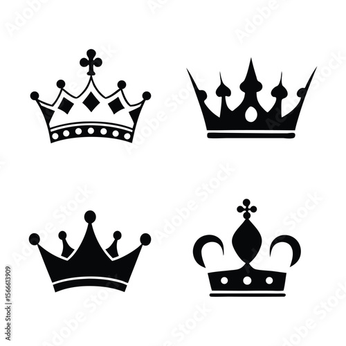 crown collection silhouette set isolated on white background