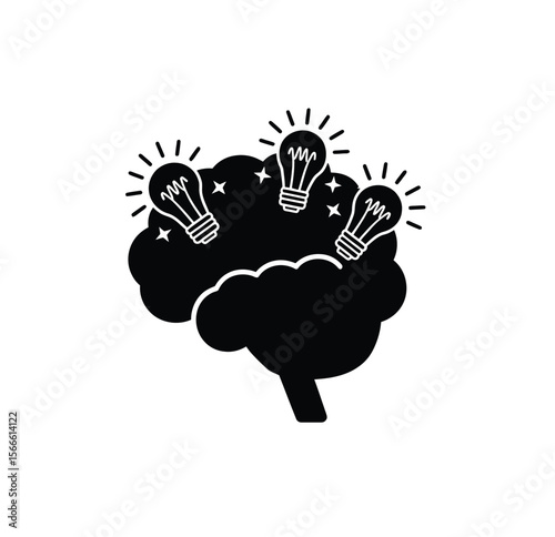 Active brain icon vector in black color with white background.