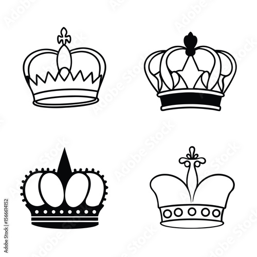crown collection silhouette set isolated on white background