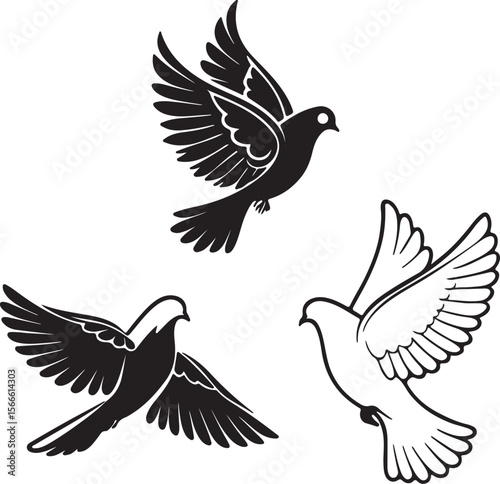 Bird Silhouette Vector Icon Design – Flying Animal Outline Graphic for Nature and Wildlife Themes