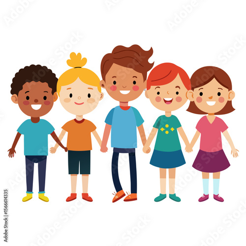 happy children with their hands
