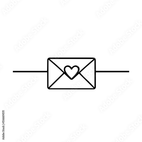 Vector icon of envelope with heart symbol representing love messages and romantic mail