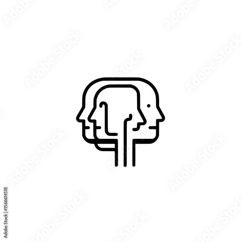 Vector icon of human head divided into two halves symbolizing duality and contrast concepts