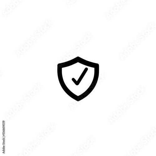 Vector icon of shield with check mark symbolizing security protection and verified safety