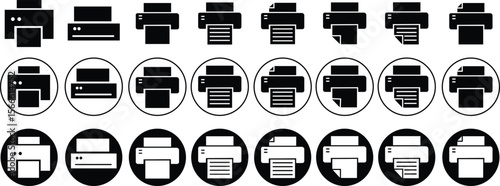 Document desktop printer icon symbol set, Fax logo for apps and websites. printers icons, flat vector illustration