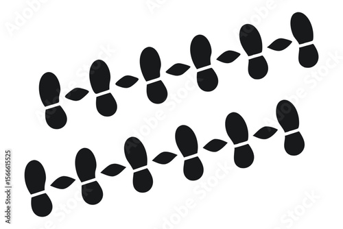 Stylish Black Footprint Vector Pattern Set for Dance Choreography Design and Event Decoration Illustration