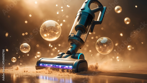 Clean Sweep: A sleek, modern vacuum cleaner in action, transforming the floor, creating a dynamic and visually stunning experience of efficiency and innovation. 