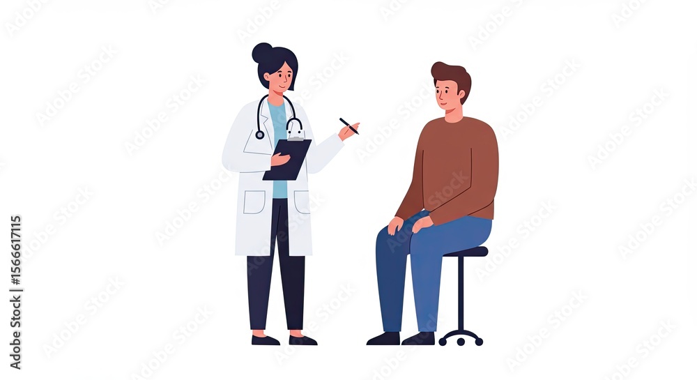 Doctor consulting a patient, discussing health issues and medical examination in a clinic Doctor consulting a patient, discussing health issues and medical examination in a clinic