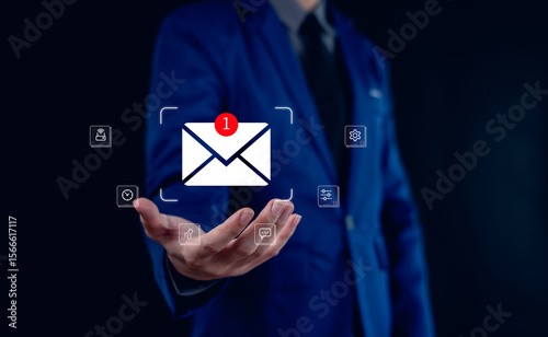 New email notification concept for business e-mail communication and digital marketing. Inbox receiving electronic message alert.