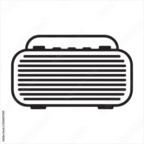 Vector illustration of an isolated, classic retro-style transistor radio with a speaker and dial, perfect as a vintage music icon