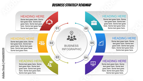 Colorful Business Infographic Template for PowerPoint Presentations. Fully editable modern infographic vector elements SVG file compatible with PowerPoint, Illustrator, and most vector-applications.