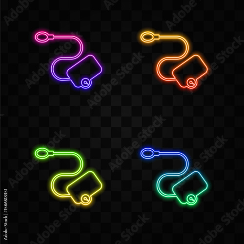 Doodle vector illustration of tonometer blood pressure measurement. neon style.