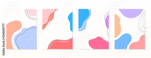 SET FLAT ORANGE PINK BLUE PURPLE COLOR POSTER BACKGORUND DESIGN VECTOR TEMPLATE GOOD FOR WALLPAPER, COVER, FRAME, FLYER, SOCIAL MEDIA, GREETING CARD