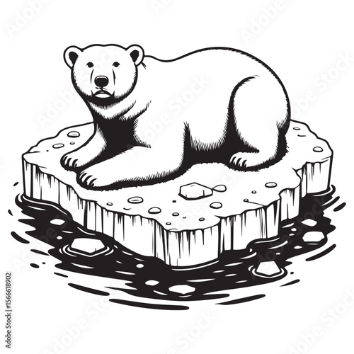 A polar bear rests on a shrinking ice floe image vector.