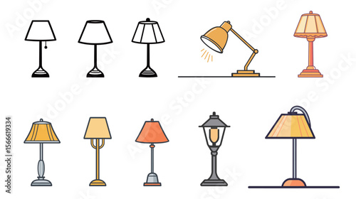 Line art vector icon of a lamp, minimalist and clean design highlighting classic lighting fixture with simple lines, suitable for digital projects, branding, and modern interior concepts 