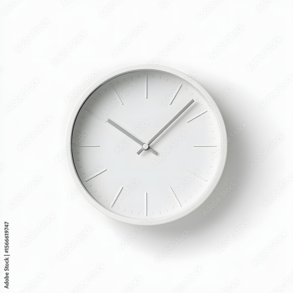 A white clock with the hands at the numbers 3 and 9 A white clock with the hands at the numbers 3 and 9