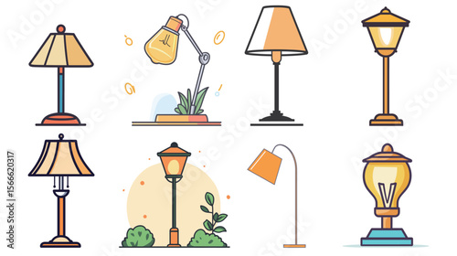 Line art vector icon of a lamp, minimalist and clean design highlighting classic lighting fixture with simple lines, suitable for digital projects, branding, and modern interior concepts 