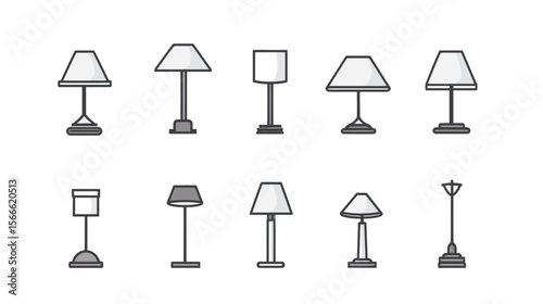 Line art vector icon of a lamp, minimalist and clean design highlighting classic lighting fixture with simple lines, suitable for digital projects, branding, and modern interior concepts 