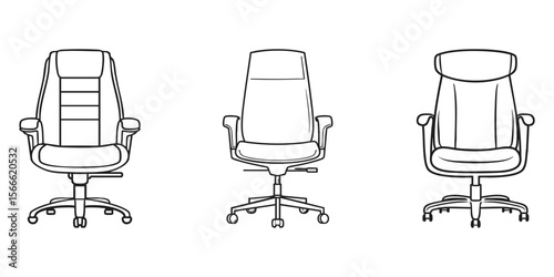 Office Chair Design Set. Ergonomic Seating Options For Workplace Comfort Collection. Isolated Vector Illustration