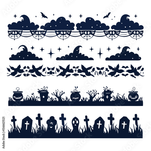 Halloween Silhouette Vector collection Happy Halloween vector design element set illustration  vector
