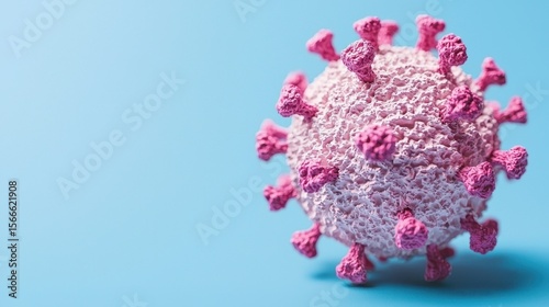 Colorful representation of virus on a blue background