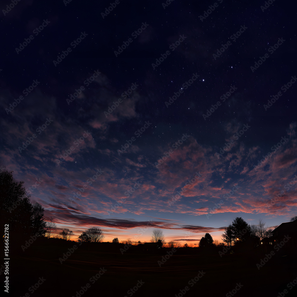 Fototapeta premium The sky is dark and cloudy with a few stars visible