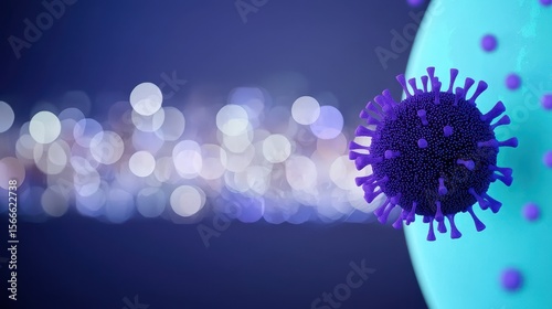 Colorful Virus Illustration on Abstract Background with Bokeh