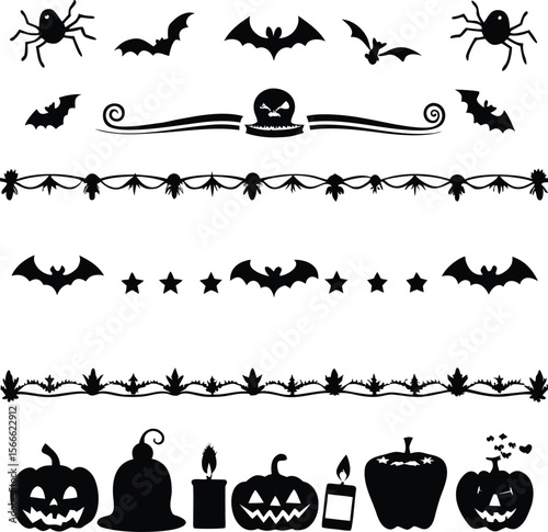 Halloween Silhouette Vector collection Happy Halloween vector design element set illustration  vector
