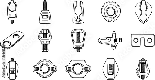 vector set of Swivel ring Bolt snap icon set isolated on white background
