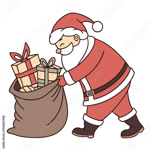 Santa claus with sleigh full of gifts