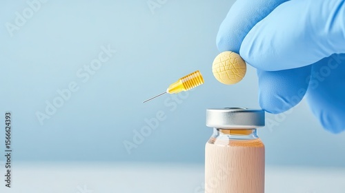 Healthcare Professional Preparing Vaccine with Syringe and Vial