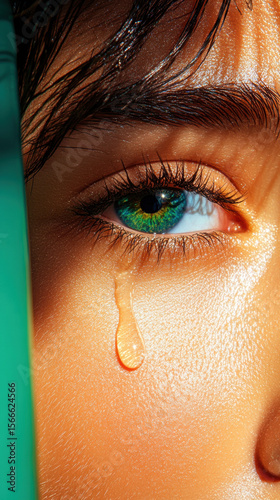 Minimal R&B, A person with a tear on their cheek in dramatic lighting.