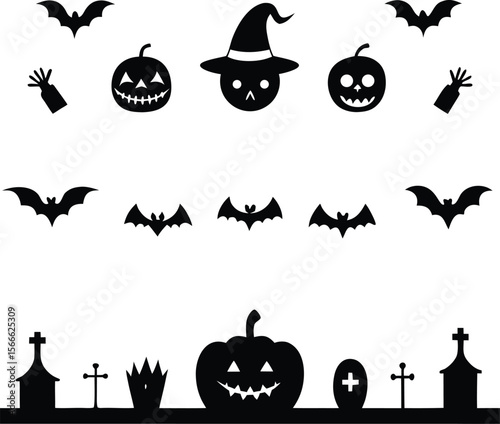 Halloween Silhouette Vector collection Happy Halloween vector design element set illustration  vector
