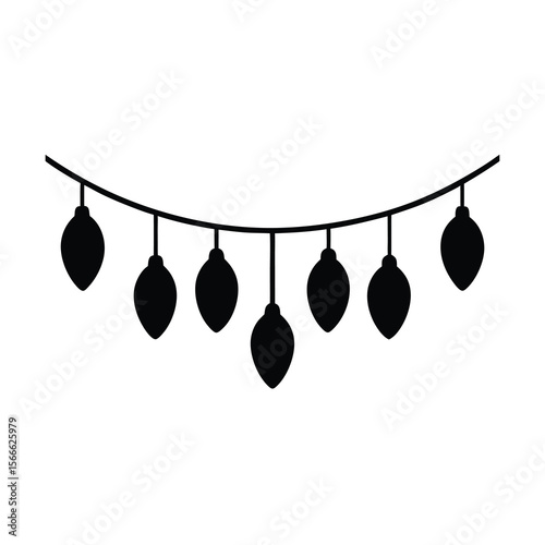String of Christmas Lights Silhouette for Holiday Decoration