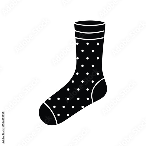 Black and White Polka Dot Sock Icon Illustration
