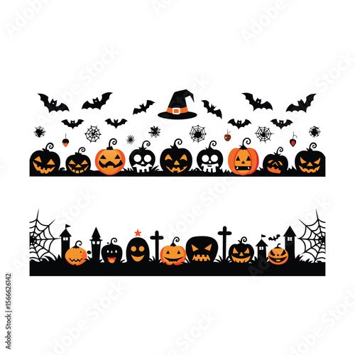 Halloween Silhouette Vector collection Happy Halloween vector design element set illustration  vector
